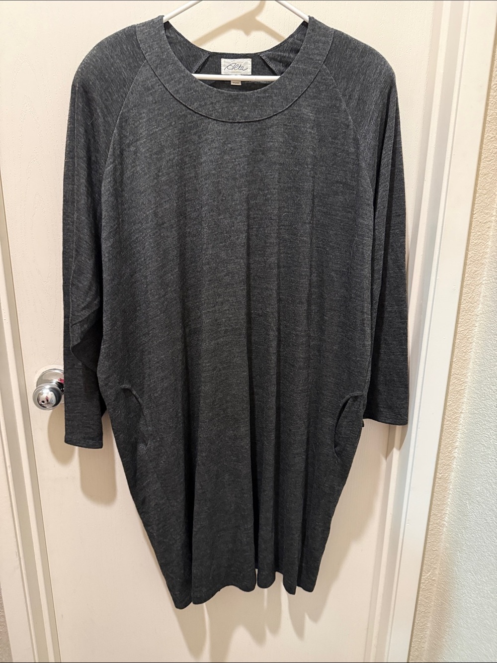 Relaxed Charcoal Gray relaxed fit Tunic dress with Pockets